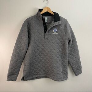 J America South Dakota State Wrestling Grey Quilted 1/4 Snap Button Up Womens XL